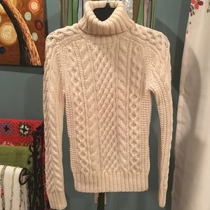 **J.CREW**100% Wool Turtleneck Sweater Ivory Sz S